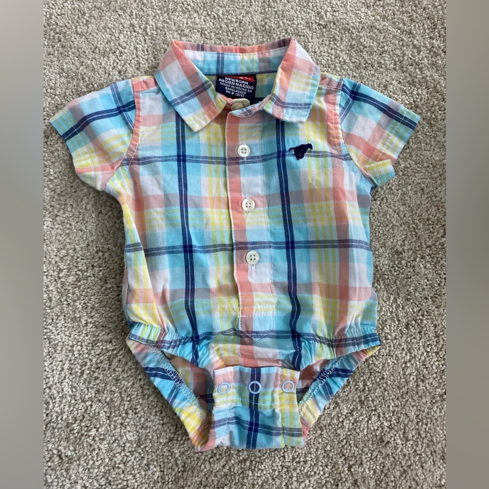 5/$15 Wrangler Baby Boy Button Front Onesie Shirt